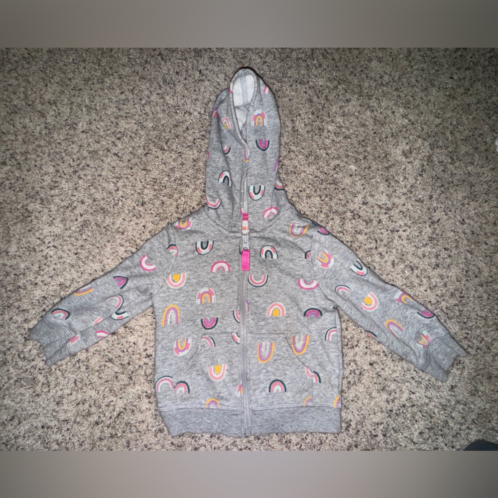 Cat & Jack 18M Rainbow Hooded Gray Jacket- 2T